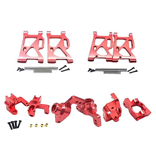 5Pcs 14th RC Car Truck Parts Rear Hub Carriers Set Fits WLtoys 144001 - Upgrade Your Kit with Weight & Aluminum Construction - Perfect for DIY Enthusiasts and - Red, Red - color: Red