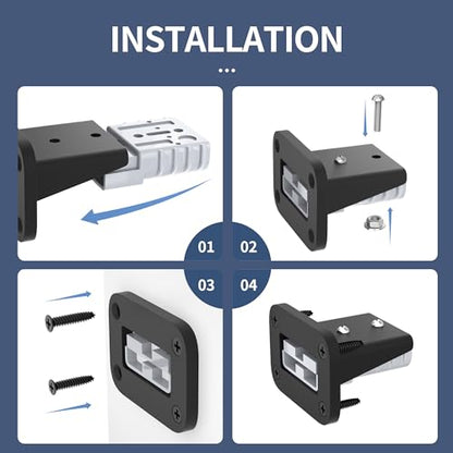 RVBOATPAT 120 Amp Battery Quick Disconnect Connector with Plug Mounting Panel Battery Cable Connector Battery Terminal Connectors Flush Mount Recessed Plate - color: Gray 120A with Plug Mounting Panel