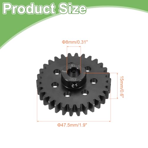 MECCANIXITY Steel M1.5 Gear Set 30T 8mm Shaft Motor Gears for RC Vehicles Truck Drift Car Part, Black - style: 30T