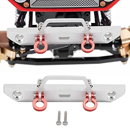 1/24 RC Car Front Bumper, Aluminum Alloy Metal Bumper Upgrade Parts Accessories with 2 Screw for SCX24 90081 RC Crawler Car (Silver) - color: Silver