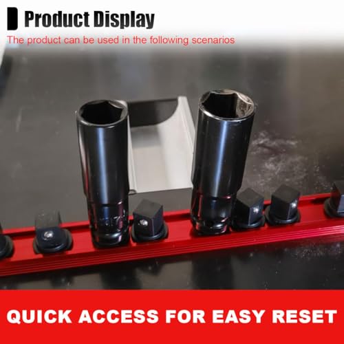 Magnetic Socket Organizer, 1/4" Heavy Duty Aluminum Metric & SAE Socket Rail Organizer, 360° Swivel Clips Socket Holder, Automotive Garage Drive Socket Tray Tool Holds 14 Sockets (1/4) - size: 1/4