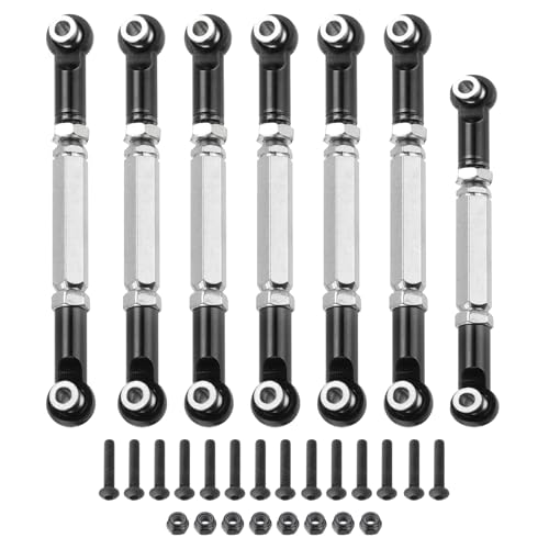MECCANIXITY Adjustable Turnbuckles Camber Link Linkages Aluminum Alloy RC Car Steering Pull Rod Servo Linkages Tie Rod for 2WD 1/10 RC Car Crawler（Black） - color: Black