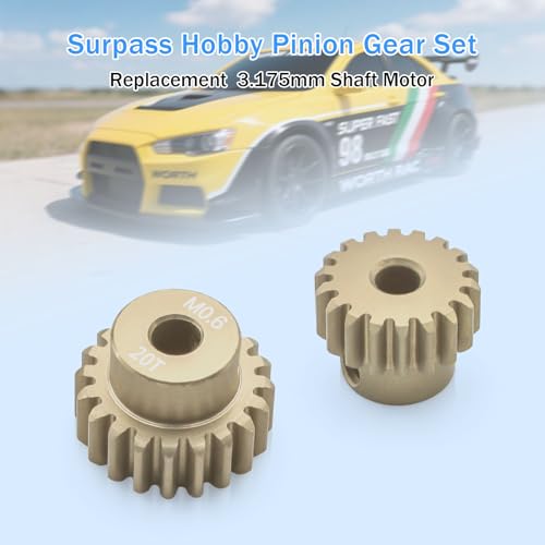 M0.6 Pinion Gear Set 3.175mm 18T 19T 20T 21T 22T Aluminum Alloy Metal Pinion Motor Gear for 1/10 RC Car Motor (5PCS) - size: 18T 19T 20T 21T 22T