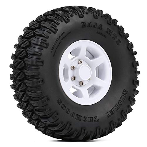 4PCS 1.55inch RC Tires Plastic Beadlock Rims RC Wheel Set Compatible with 1:10 RC Crawler Axial AX90069 D90 TF2 Tamiya CC01 LC70 MST JIMNY (White) - color: 95mm-white