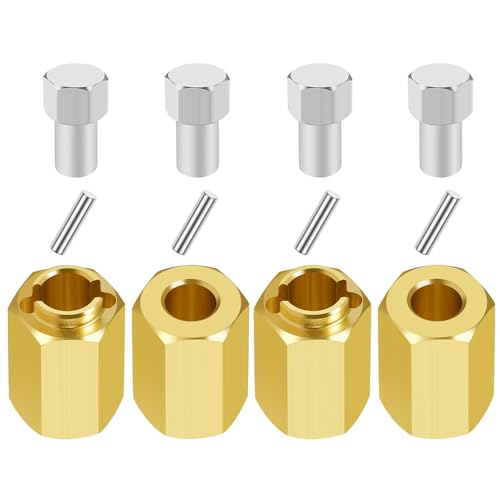 MOHERO 4Pcs 15g Brass Wheel Hubs 10mm Extenders Hex Adaptor for 1/18 RC Crawler Car TRX4M Upgrade Parts