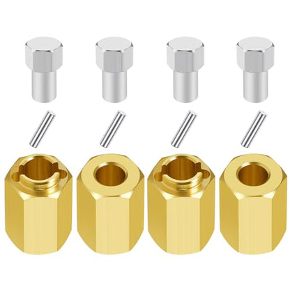 MOHERO 4Pcs 15g Brass Wheel Hubs 10mm Extenders Hex Adaptor for 1/18 RC Crawler Car TRX4M Upgrade Parts