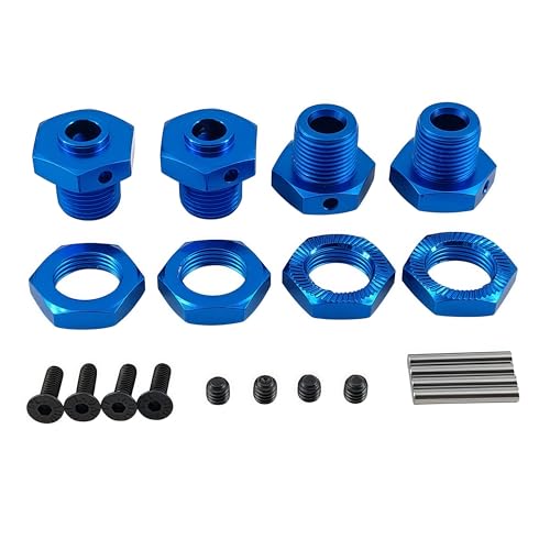 17mm Aluminum Wheel Hex Hub & Nut Set for ARRMA Typhon 4X4 3S BLX (Blue) | 550 MEGA,1/8 Scale,Fits Hex Wheels,Upgrade Parts,AR310906 Compatible,ARA310906 ,AR310904 Compatible,ARA310904 Compatible - color: Blue