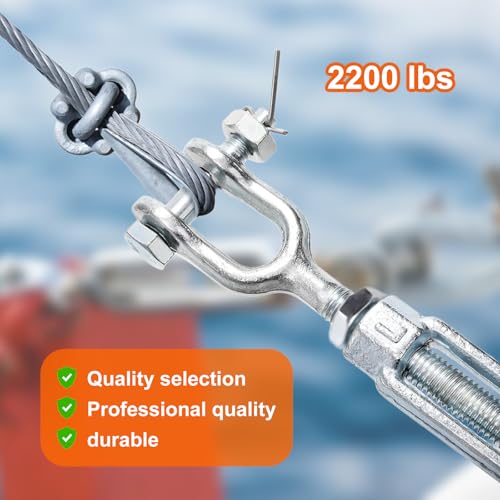 1/2 x 12 Inch Galvanized Turnbuckle Forged Jaw and Jaw Turnbuckles for Cable Rail Rigging Rope Chain 2200 lbs Load, 2PCS (1/2'' X 12'') - size: 1/2'' X 12''