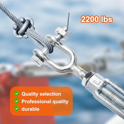1/2 x 12 Inch Galvanized Turnbuckle Forged Jaw and Jaw Turnbuckles for Cable Rail Rigging Rope Chain 2200 lbs Load, 2PCS (1/2'' X 12'') - size: 1/2'' X 12''