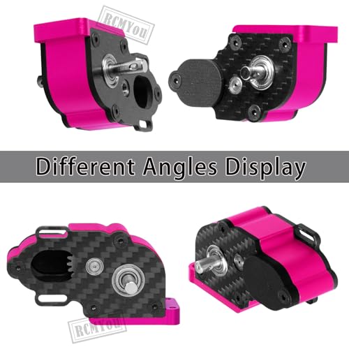 Aluminum LCG Transmission Gearboxes Upgrades Part for SCX10 SCX10 II 90046 90047,RC Crawler Car Alloy Transmission Gearbox Hop Ups,Pink - color: Pink - Scx10