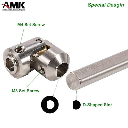 AMK 68-229mm Severable Ruled SCX10 Driveshaft Stainless Steel TRX4 Drive Shaft for 1/10 RC Crawler Sportys Scalers GSPEED Axial Capra UTB10 Pro Upgrades DIY LCG Rig (2Pcs Silver) - color: 2pcs Silver