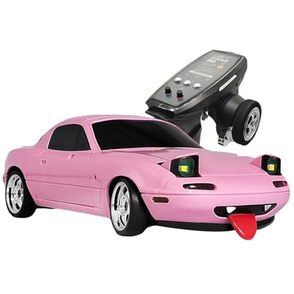 LD1804 1/18 Scale RC Drift Car, Mini Mazda MX-5 RC Model Car 2.4GHz RWD Miata RC Vehicles with Gyro for LED Lights for Adults Hobby Toys - color: Pink