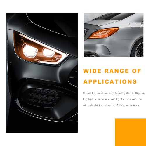 Car Headlight Vinyl Film, 48"×11.8" Self-Adhesive Car Headlight Tint Sticker with Squeegee & Cutter, Waterproof Wrap Film Roll for Vehicle Headlights Taillights Fog Lights (Orange) - color: Orange