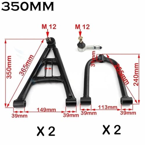 350-370mm Front A Arm for 150-250cc ATV Go Kart Buggy Quad | Front A Arm 350-370mm | For 150-250cc ATV Go Kart | Buggy Quad Suspension Control Arm Set(350mm) - size: 350mm
