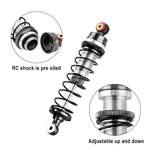 GLOBACT RC Shocks for LOSI 1/16 Mini-B 1/18 Mini-T 2.0 LOS314004 (Black) - color: Black