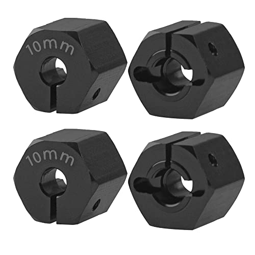 Aluminum Alloy 12mm Wheel Hex Hub Drive Adapters with Pins Screws Compatible with Axial SCX10 HSP HPI Tamiya Redcat 1/10 RC Crawler Car (10mm, Black) - color: Black, size: 10mm
