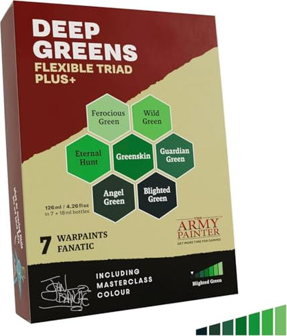 The Army Painter, Warpaints Flexible Triad Plus+: Deep Greens 7x18ml | Colori acrilici hobby di qualità miniatura, per Dungeons and Dragons (DnD) e Warhammer - color: Deep Greens