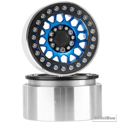 RC 1.9" Beadlock Wheels Rims for 1/10 SCX10 90046 AX103007 TRX4 TRX6 D90 VS4-10 MST CFX Gen8 Gen7 RC Crawler,Alloy Aluminium 1.9 rc Wheel Rim w/Rings,Navy Blue w/Black - color: Navy Blue(4pcs)