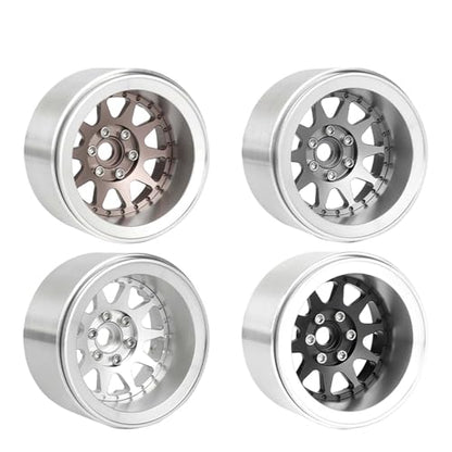 Aluminum 2.2" Beadlock Wheel Offset -10mm Metal Rims for SCX10 RR10 TRX4 VS4-10 Gen8 1/10 RC Crawler Car Upgrade Parts (10-Spoke, Silver) - color: 10-spoke, Silver