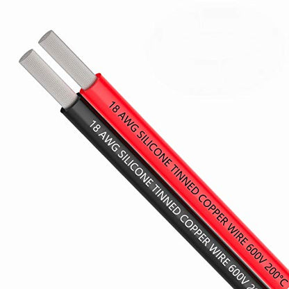 TUOFENG 18 AWG Silicone Electrical Wire 30 Feet | 15 ft Black and 15 ft Red, 2 Conductor Parallel Wire, Soft and Flexible, Tinned Copper Wire - size: 18 AWG 2 Parallel Wire 15ft