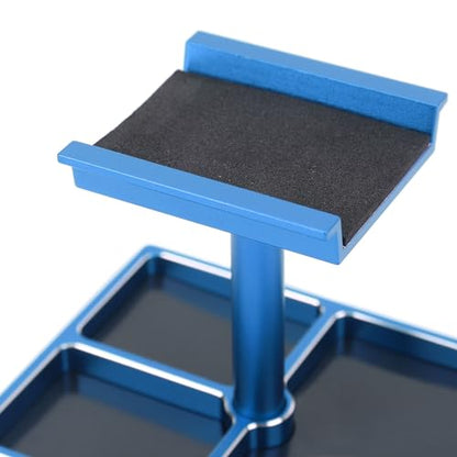 RC Car Working Stand with Magnetic Screw Trays for 1/18 1/24 RC Cars Aluminum Repair Workstation Kit (Blue) - color: Blue