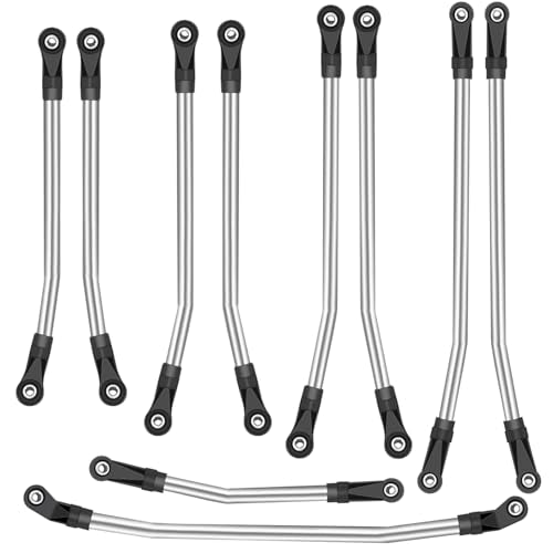 313mm/324mm Metal Link Set Linkage Steering Rod with Nylon End Kit for 1/10 RC Crawler Car Compliable with Axial SCX10 SCX10II 90046 (313mm)