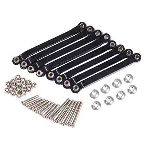 RC Links Set, Metal Chassis Pull Rods Suspension Link Mount for RC Car 1/16 WPL C14 C24 1/12 MN D90 D91 MN40 MN45 MN96 MN99 MN99s Upgrades (Black) - color: Black