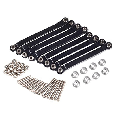 RC Links Set, Metal Chassis Pull Rods Suspension Link Mount for RC Car 1/16 WPL C14 C24 1/12 MN D90 D91 MN40 MN45 MN96 MN99 MN99s Upgrades (Black) - color: Black