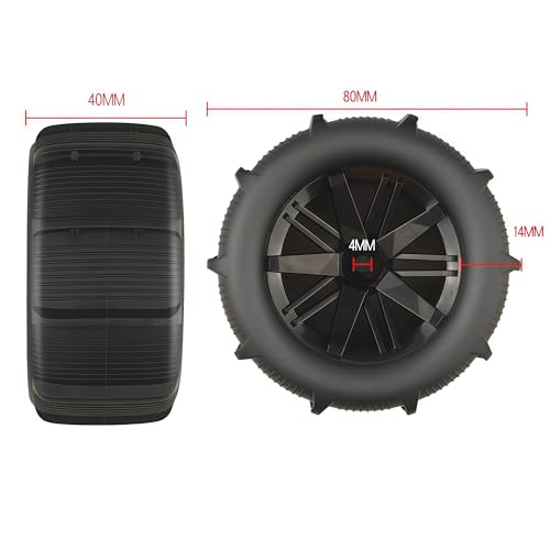1/16 Scale RC Paddle Tires with 12mm Hex Hub - Universal Off-Road Beach Sand Tires Compatible with MJX H16/ H16BM/ H16GT, HBX 16889/16890/ 16890A, SCY,WLTOYS 144001/144002/ 124016 etc
