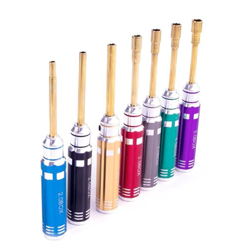 7PCS Colorful RC Hex Nut Driver Tool Set，2.0 2.5 3.0 3.5 4.0 4.5 5.0 Box Socket Driver Set，RC Hobby Tools Kit，Hexagon Nut Wrench Repair Tools For RC Mini Crawler Car