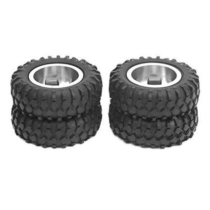 Alomejor RC Wheels, Lightweight Aluminum Alloy Hub Rubber Tires 55mm, RC Tires for Off-Road Racing Daily Use Hobbyists Outdoor Adventures