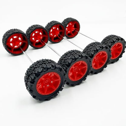 10PCS Toy Car Wheels 39mm Toy Car Rubber Tire Wheels with 5PCS Shaft Round Rod Axles for RC Car Truck Robot DIY Model Toy Parts (2x20x39mm) - style: 2x20x39mm