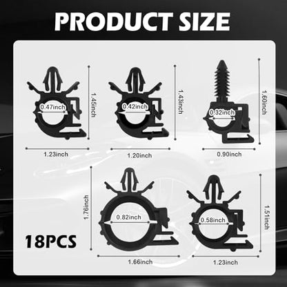 130PCS Car Wire Loom Clips,5 Sizes Wire Harness Clips Assortment Kit for Auto Repair/Modification,Universal Wires Loom Clamps Secure Routing for Door/Dashboard/Engine Bay