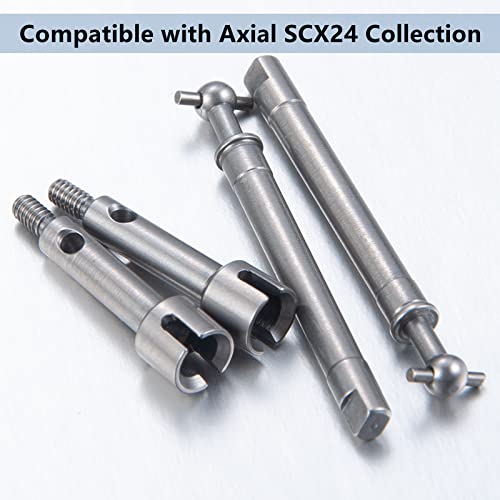 MORLORDY 2Pcs RC Stainless Steel Front Drive Shaft Steering CVD Set for 1/24 RC Crawler Car SCX24 Upgrades AXI90081 AXI00001 AXI00002 Deadbolt C10 JLU Accessories