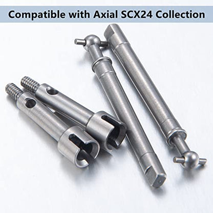 MORLORDY 2Pcs RC Stainless Steel Front Drive Shaft Steering CVD Set for 1/24 RC Crawler Car SCX24 Upgrades AXI90081 AXI00001 AXI00002 Deadbolt C10 JLU Accessories