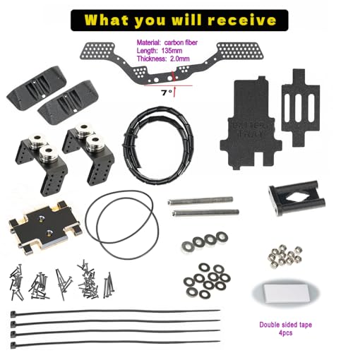 RampCrab Carbon Fiber Chassis Kit for SCX24, 7° Angled Skid, LCG Chassis Kit for Axial SCX24 C10 Upgrade Parts, JLU, Bronco, Deadbolt - color: black