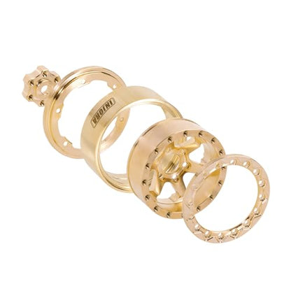 INJORA 1.3" Brass -5.25mm Offset Beadlock Wheel for 1/24 1/18 RC Crawlers - color: Brass