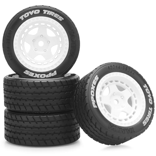 1/14 RC Car On-Road Drift Tires, daitoku 12mm Hex RC Racing Tires for Tamiya M08/05/06 MF-01X - Style B (White) - style: Style B