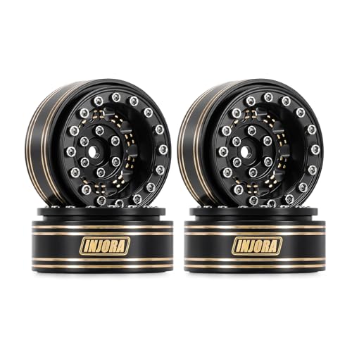 INJORA 1.3 Beadlock Wheel - Brass Wheel Rims for TRX4M SCX24 1/24 1/18 RC - color: Black Brass
