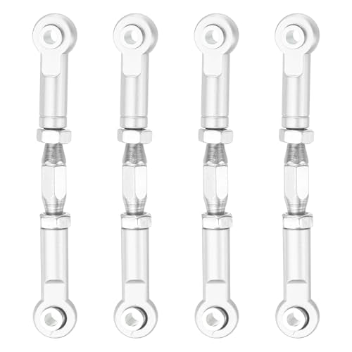 MECCANIXITY 4 Pcs Steering Servo Turnbuckle Rod RC Aluminum Alloy Linkages for HSP 1/10 94123 On-Road RC Car (Silver Tone, 63mm) - color: Silver Tone, size: 63mm