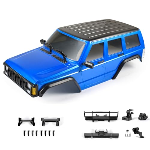 6.10inch Trx4m Body Wheelbase ABS Hardtop Cherokee Body for TRX4M Bronco Defender Chassis 1/18 RC Crawler Upgrade (Blue) - color: Blue