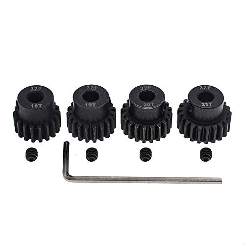 4pcs 32p Pinion Gear 5mm Set Hardened 18t 19t 20t 21t 32 Pitch Gears RC Upgrade Part with Screwdriver