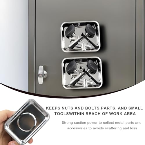 Wevdn 2 PCS Magnetic Tray Holders, 2.5"×3.6" Stainless Steel Square Magnetic Parts Tray Set, Heavy Duty Thickened Tray Bowl for Screws Bolts Nuts Metal Parts, Magnetic Tray for Mechanic's - size: M-Rectangular