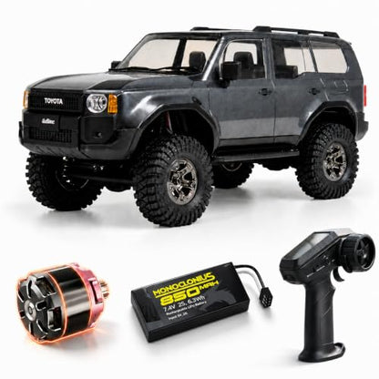 UDIRC UCX1802PRO 1/18 Scale RC Crawler, Brushless Trail Truck, 4x4 Off-Road | 4x4 Off-Road SUV with LED Lights, Hydraulic Shocks, 2.4GHz RTR Remote Control Vehicle for Adults - color: Grey