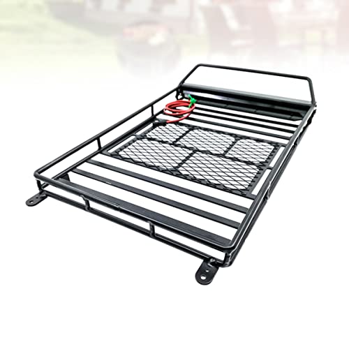 BESTonZON Car Roof Luggage Rack with Light Bar for Rc Crawler Cargo Holder for Storage and Decoration Compatible with Models Black