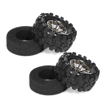 REDSPIDER 1.0 Beadlock Wheels and Tires Set（4pcs） 1.0 Crawler Tires 57 * 25mm Aluminum Alloy 1.0 Wheel 1/18 1/24 RC Crawler Tires for SCX24 TRX4M FMS FCX24 FCX18 AX24 (Brown) - color: Brown