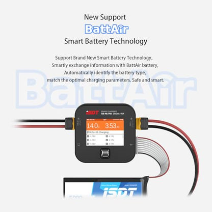 ISDT Q6 Retro 350W 16A DC Smart Pocket Charger, XT60 Battery Charger for 1-6S Life/LiPo/LiHV, Compact & Portable with USB-C Firmware Upgrade, Adjustable Digital Power Supply Mode