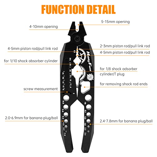 Metal Shock Absorber Pliers Rod Ball Clamp & Hex Bit Linkages Link Rod Ends Installing Tools Multi-Function RC Tool Combo Set for 1/8 1/10 RC Car