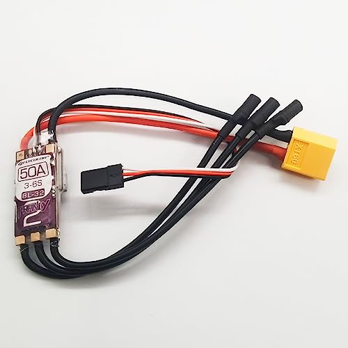 FLYCOLOR Francy2 50A Brushless ESC Speed Controller Support 3-6S BEC 5V/3A BL32 Dshot with XT60 & 3.5mm Bullet Plugs for RC Airplane P5B Sailplane