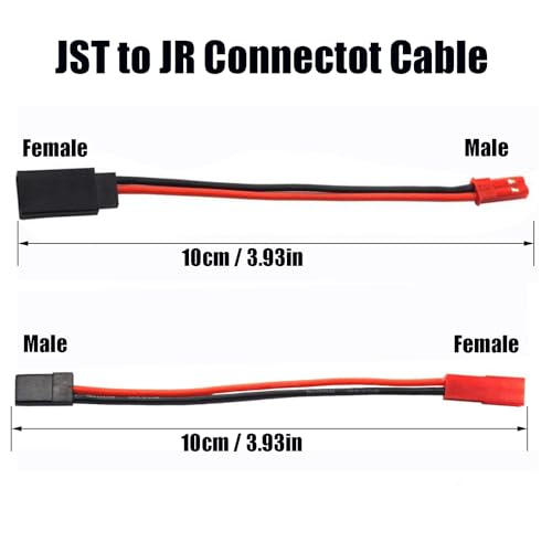 5 Pairs JST Plug to JR Connector Male Female Cable 10cm Servo Adapter Wire for RC Plane Helicopter Car (JST to JR-10pcs) - color: JST to JR-10pcs